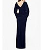 Color:Navy - Image 2 - Cowl Neck Sleeveless Draped Back Mermaid Gown