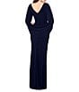 Betsy & Adam Cowl Neck Sleeveless Draped Back Mermaid Gown, Color:Navy - Image 2