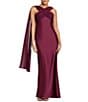 Betsy & Adam Cross Neck Chiffon Scarf Satin Dress - Image 1