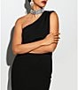 Color:Black - Image 5 - Crystal Neck One Shoulder Sleeveless Stretch Blouson Gown