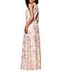 Betsy & Adam Floral Sequin Soutache Halter Sleeveless A-Line Gown, Color:Champagne - Image 2