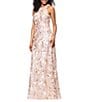 Betsy & Adam Floral Sequin Soutache Halter Sleeveless A-Line Gown, Color:Champagne - Image 3