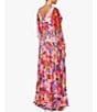 Color:Multi - Image 2 - Floral V Neckline Long Sleeve Pleated Gown