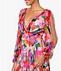 Color:Multi - Image 4 - Floral V Neckline Long Sleeve Pleated Gown