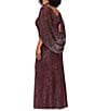 Betsy & Adam Glitter Crinkle Drape Back Gown - Image 2