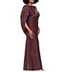 Betsy & Adam Glitter Crinkle Drape Back Gown - Image 3