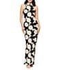 Betsy & Adam Halter 3D Embroidered Sheath Gown, Color:Black/Champagne - Image 1
