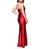 Betsy & Adam Halter Charmeuse Dress With Ruched Back, Color:Red - Image 2