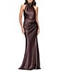Betsy & Adam Halter Charmeuse Ruched Back Dress - Image 1
