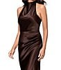 Betsy & Adam Halter Charmeuse Ruched Back Dress - Image 3