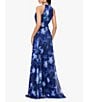 Color:Blue Multi - Image 2 - Halter Neck Floral Print Chiffon Aline Maxi Dress