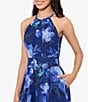 Color:Blue Multi - Image 4 - Halter Neck Floral Print Chiffon Aline Maxi Dress