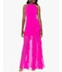 Color:Fuschia - Image 1 - Halter Neck Sleeveless Cascading Ruffle Sheer Chiffon Gown