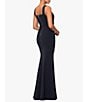 Color:Black - Image 2 - Knit Square Neck Sleeveless Mermaid Gown