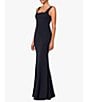 Color:Black - Image 3 - Knit Square Neck Sleeveless Mermaid Gown