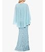 Color:Sage - Image 2 - Lace V-Neck Sheer Cape Gown
