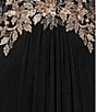 Betsy & Adam Long Power Mesh Long Sleeve Metallic Applique Dress, Color:Black/Gold - Image 5