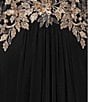 Betsy & Adam Long Power Mesh Long Sleeve Metallic Applique Dress, Color:Black/Gold - Image 6