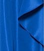 Betsy & Adam Long Sleeve Collar V Neck Taffeta Ballgown With Side Ruffle, Color:Ocean - Image 5