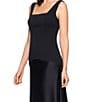 Betsy & Adam Long Square Neck Scuba Crepe Back With Satin Drop Waist, Color:Black - Image 4