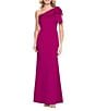 Betsy & Adam Long Tech Scuba One Shoulder Dress - Image 1