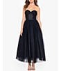 Color:Black - Image 1 - Mesh Strapless Neck Sleeveless Corset Tulle Midi Gown