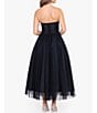 Color:Black - Image 2 - Mesh Strapless Neck Sleeveless Corset Tulle Midi Gown