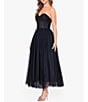 Color:Black - Image 3 - Mesh Strapless Neck Sleeveless Corset Tulle Midi Gown