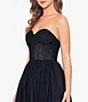 Color:Black - Image 4 - Mesh Strapless Neck Sleeveless Corset Tulle Midi Gown