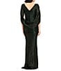 Betsy & Adam Metallic Crinkle Draped Back Shirred Sheath Gown - Image 2