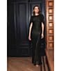 Betsy & Adam Metallic Crinkle Draped Back Shirred Sheath Gown - Image 6