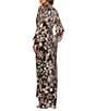 Betsy & Adam Metallic Crinkle Print V-Neck Long Sleeve Gown - Image 2