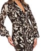 Betsy & Adam Metallic Crinkle Print V-Neck Long Sleeve Gown - Image 4