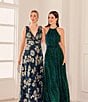 Betsy & Adam Metallic Floral Print Gown - Image 6