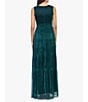 Color:Jade - Image 2 - Metallic Glitter V-Neck Sleeveless Gown