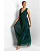 Color:Jade - Image 4 - Metallic Glitter V-Neck Sleeveless Gown