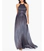 Color:Grey/Purple - Image 1 - Metallic Ombre Halter Neckline Sleeveless Gown