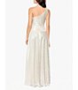 Color:Champagne/Silver - Image 2 - Metallic One Shoulder Sleeveless Knotted Waist Gown