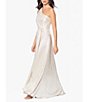 Color:Champagne/Silver - Image 3 - Metallic One Shoulder Sleeveless Knotted Waist Gown