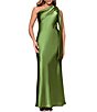 Betsy & Adam One Shoulder Bow Evening Gown - Image 1