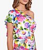 Color:Floral Multi - Image 3 - One Shoulder Floral Print Chiffon Ruffle Front Midi Dress