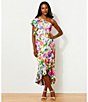 Color:Floral Multi - Image 5 - One Shoulder Floral Print Chiffon Ruffle Front Midi Dress