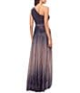 Betsy & Adam One Shoulder Ombre Gown With Keyhole, Color:Plum/Rose - Image 2