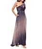 Betsy & Adam One Shoulder Ombre Gown With Keyhole, Color:Plum/Rose - Image 3