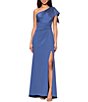 Betsy & Adam One Shoulder Scuba Crepe Gown - Image 6