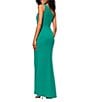 Betsy & Adam One Shoulder Split Neck Sleeveless Ruched Gown, Color:Green - Image 2