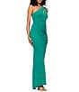Betsy & Adam One Shoulder Split Neck Sleeveless Ruched Gown, Color:Green - Image 3