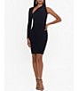 Color:Black - Image 1 - One Sleeve Knit Jersey Sheath Dress
