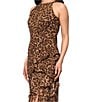 Betsy & Adam Petite Size Chiffon Halter Neck Sleeveless Ruffled Leopard Print Maxi Dress, Color:Brown Multi - Image 4