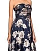 Betsy & Adam Petite Size Floral Print Burnout Strapless Neck Sleeveless Ball Gown, Color:Navy/Blush - Image 4